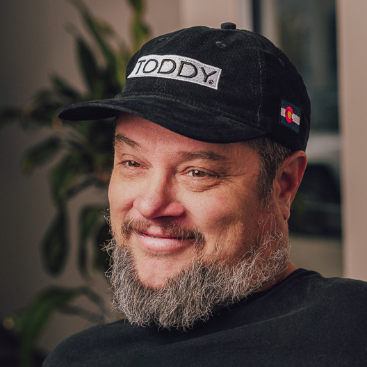 Toddy Dad Hat on model, left side