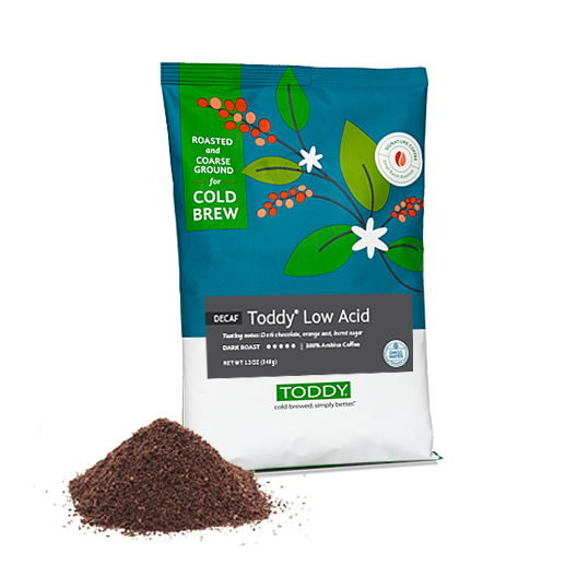 Twelve Ounce bag of Toddy cold brew coffee in Decaf Low Acid flavor