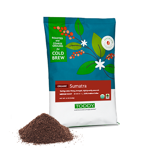 Twelve Ounce bag of Toddy cold brew coffee in Sumatra Ketiara flavor